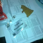 BristolCon welcome pack with Dalek cookie